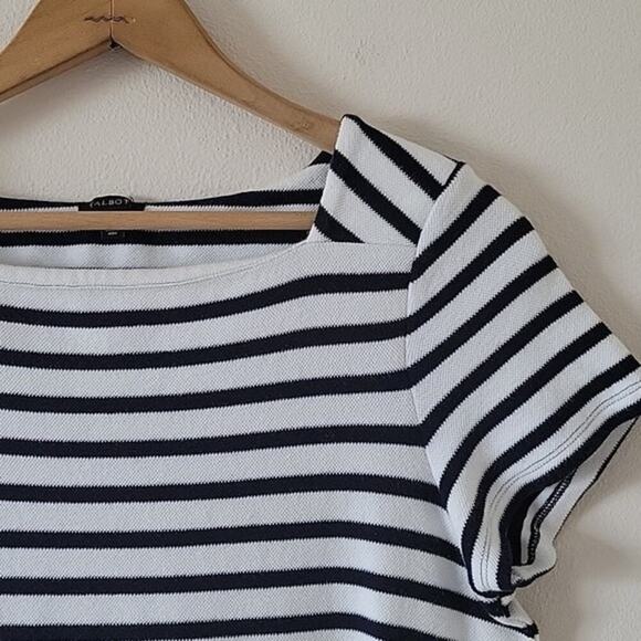 Talbots Dark Navy White Stripe French Terry Sweater Dress Size Medium M - Picture 2 of 6